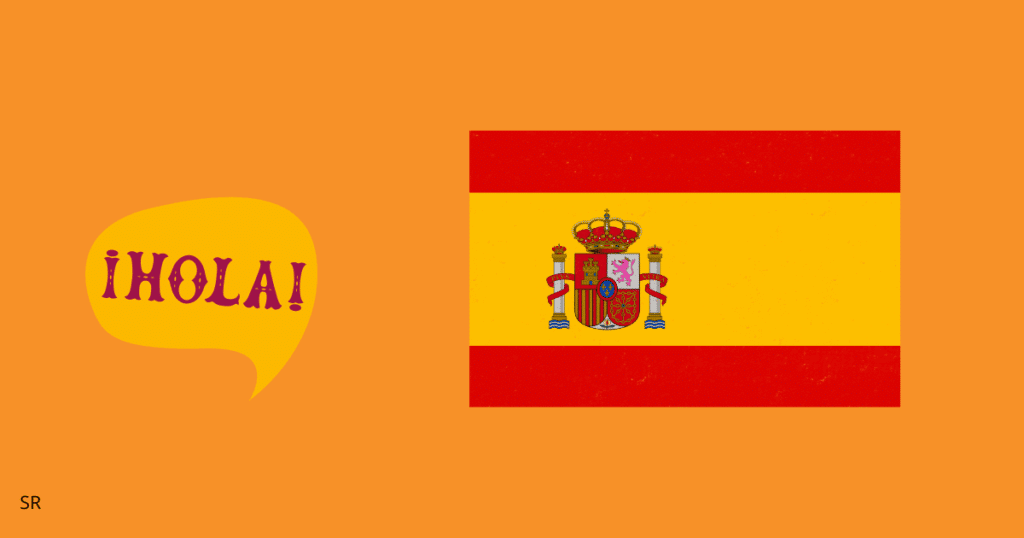 an image showing spanish flag and spanish language 
