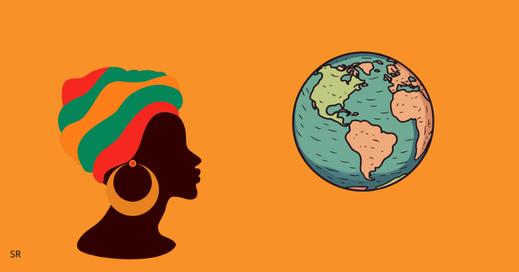 an image showing a symbol of world and girl