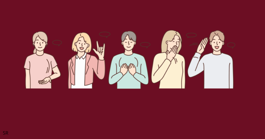 different people doing different gestures 
