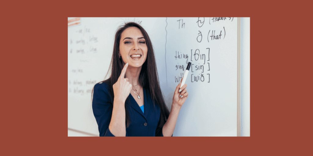 an image showing a teacher teaching 