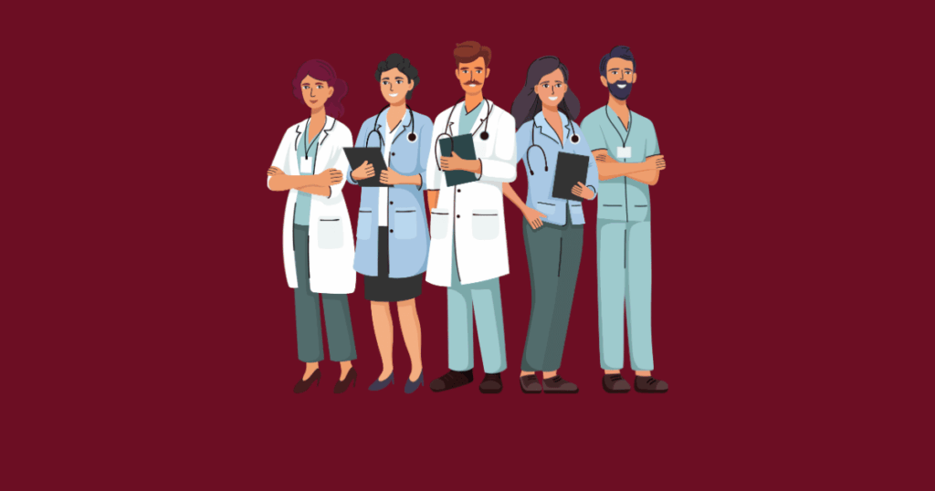 graphic showing a group of doctors
